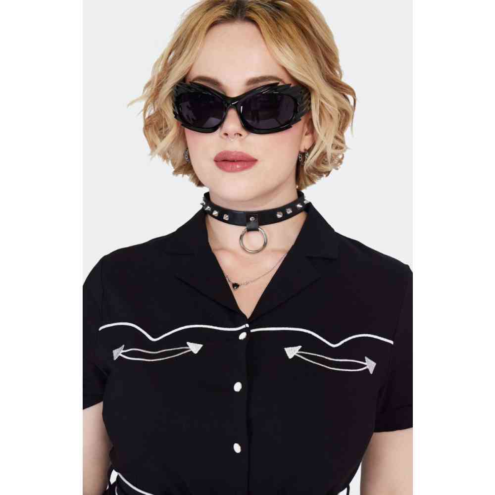 Jawbreaker - Wrap Around Spike Detail Zonnebril - Zwart